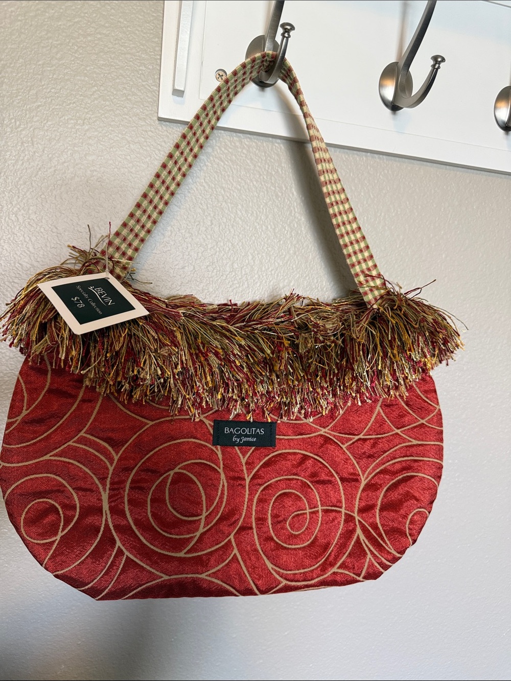 Shiny Rust Fringe Tote Bag